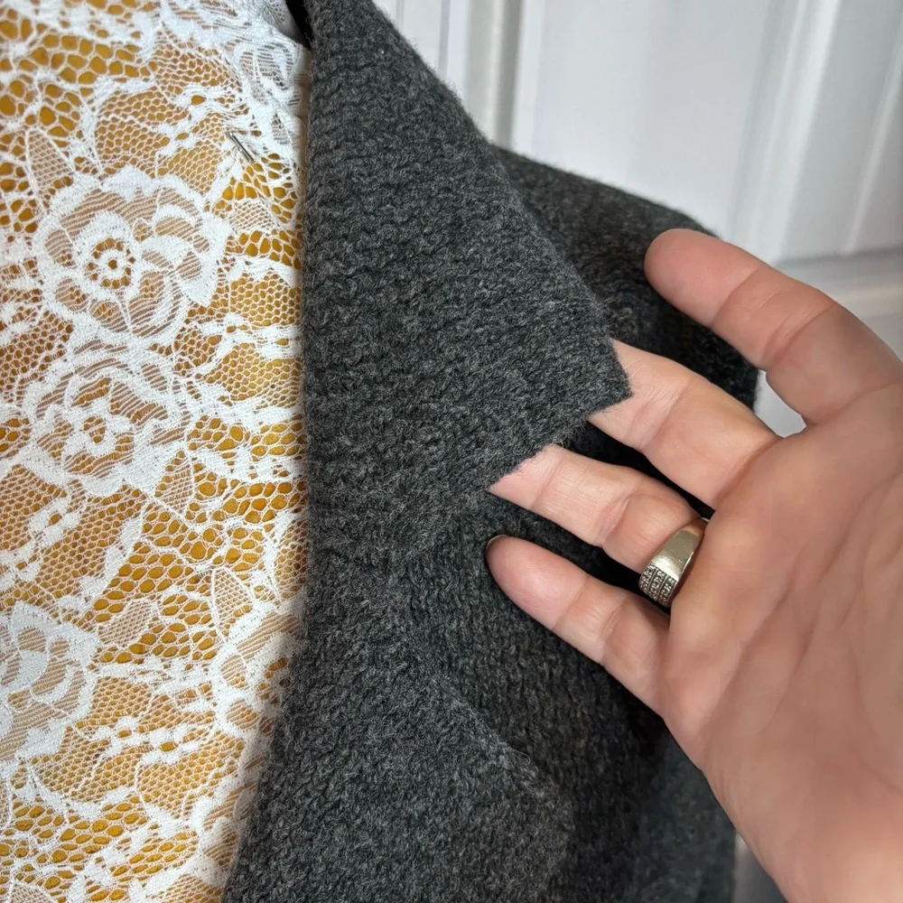 Women's Charcoal Gray Blazer‎ Long Line Cardigan  Wool Sweater